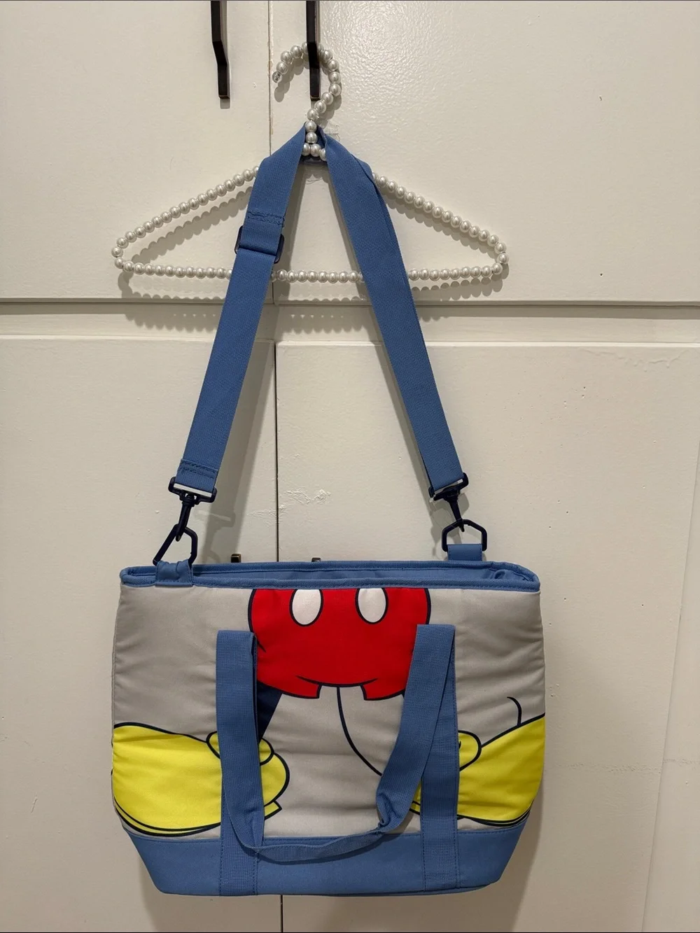Blue Cartoon Graphic Crossbody Tote Bag